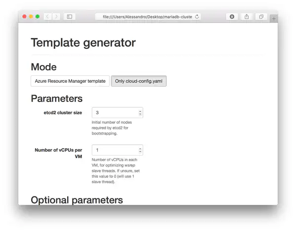 Screenshot of generator app in "Only cloud-config" mode