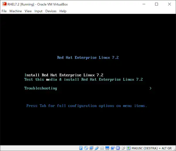 Install RHEL 7.2: start the installer from the bootloader
