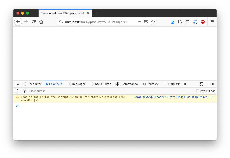 Empty web app served via IPFS