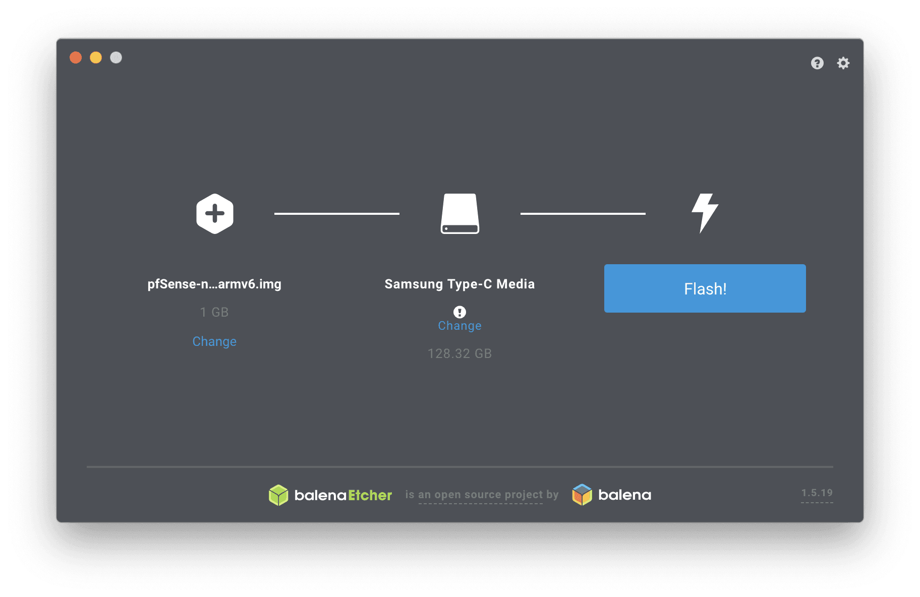 balenaEtcher's interface