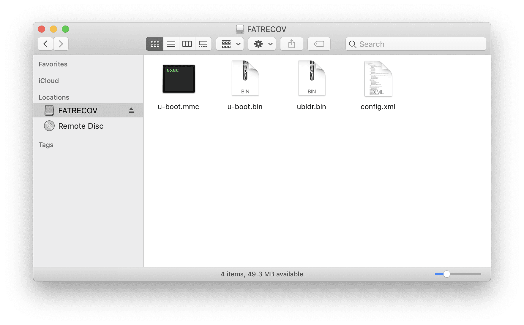 The config.xml file inside the USB drive