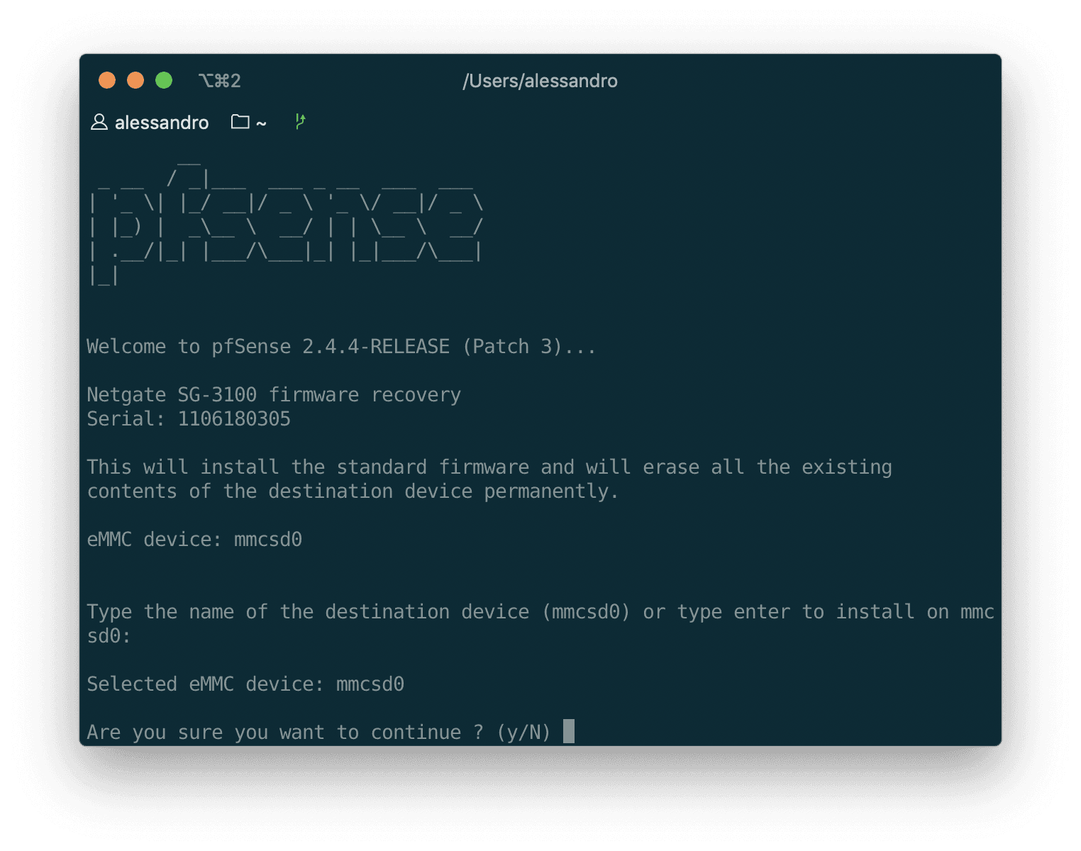 Confirm reinstalling pfSense