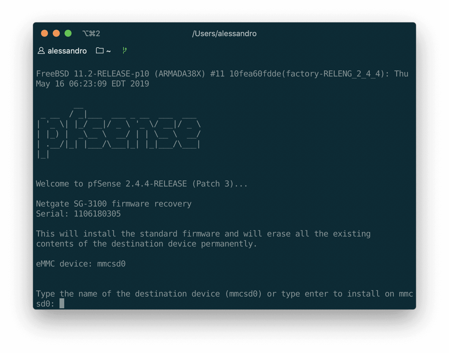 Select where to install pfSense