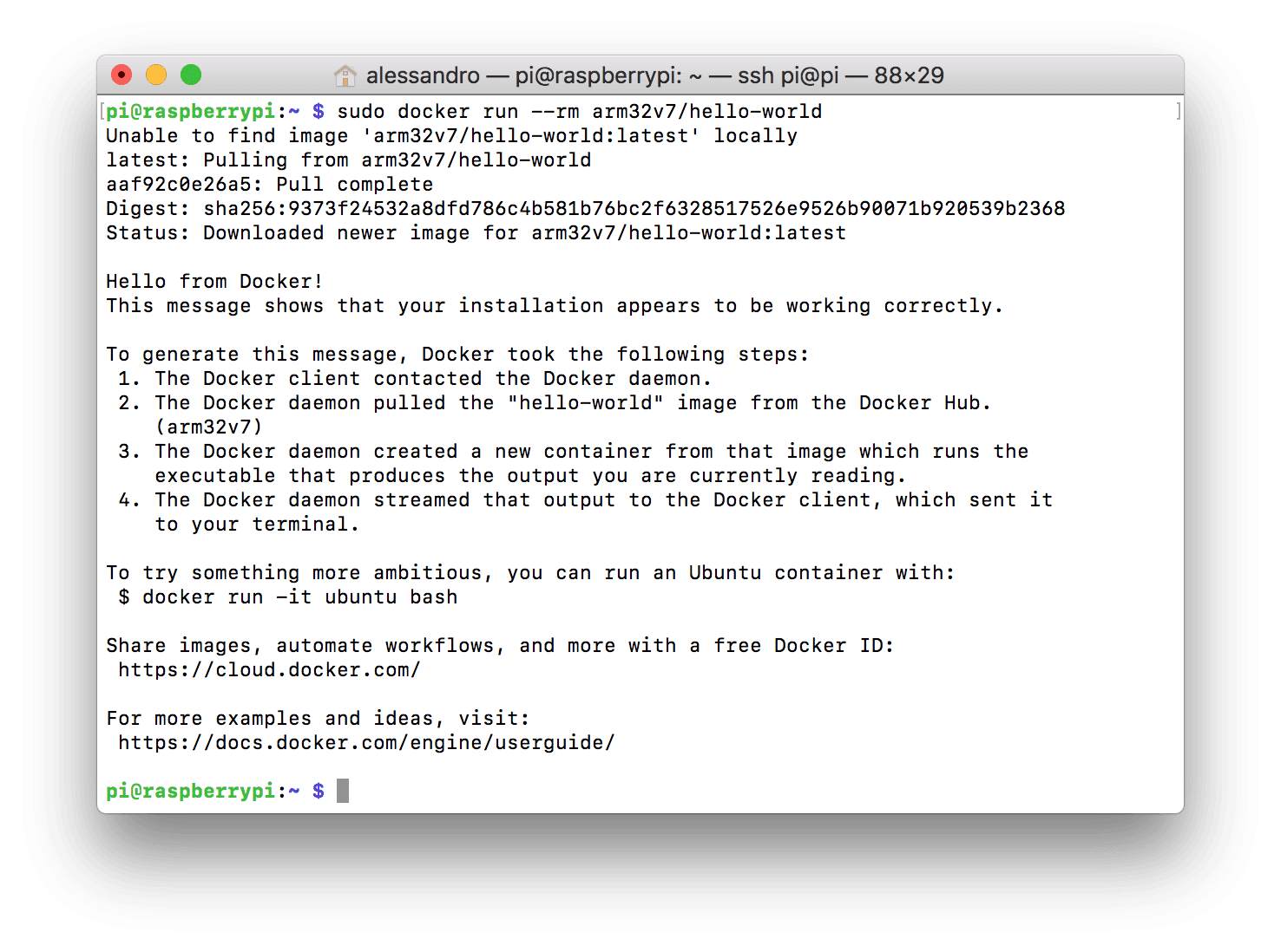 Output of Docker "hello world" image