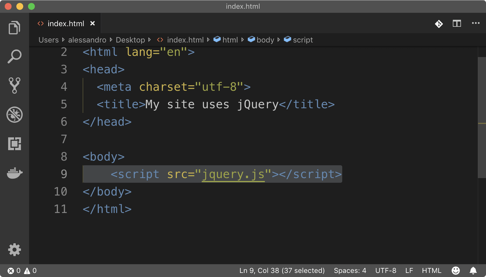 HTML page loading jQuery
