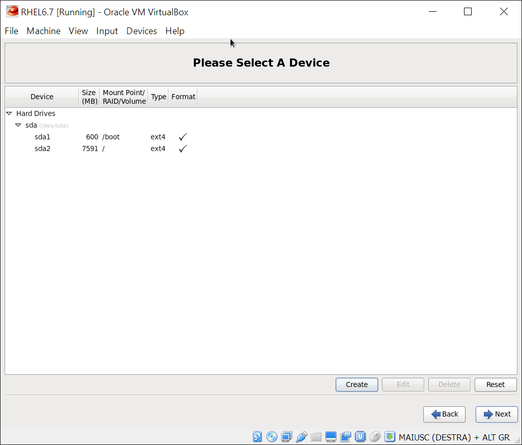 Install RHEL 6.7: final partition layout