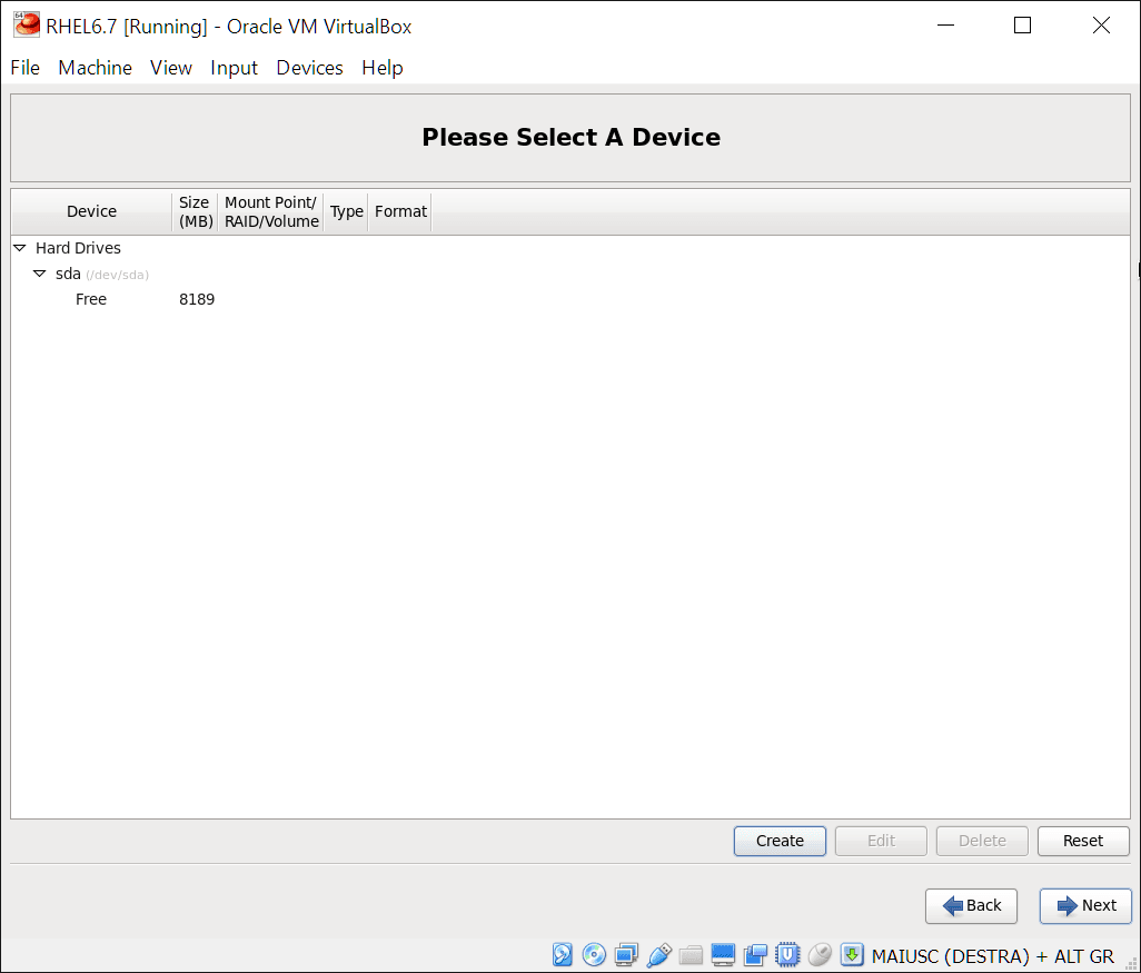 Install RHEL 6.7: empty partition layout