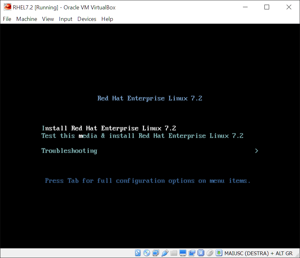 Install RHEL 7.2: start the installer from the bootloader