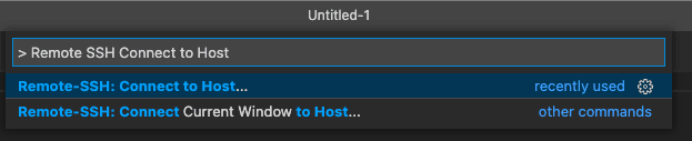 Using the VS Code command palette to run Remote-SSH: Connect to host
