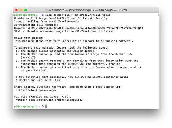 Output of Docker "hello world" image