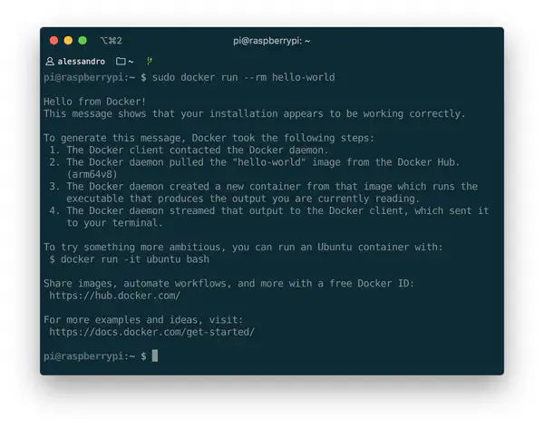 Output of Docker "hello world" image