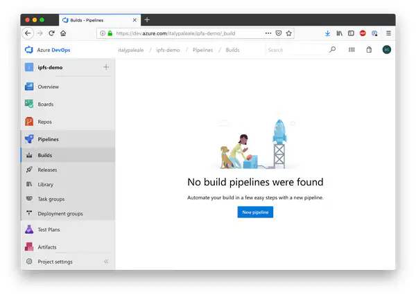 Create a new pipeline landing screen