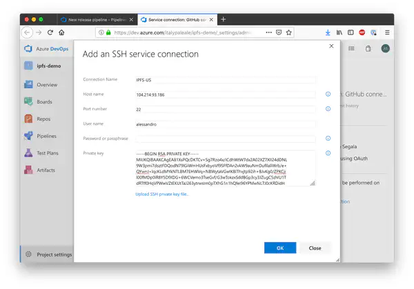 Configure the SSH connection