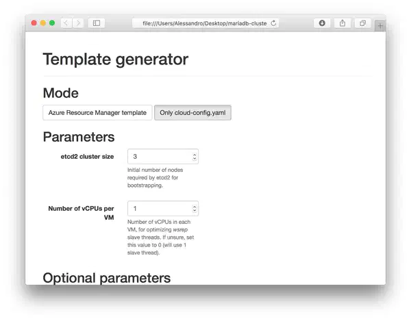 Screenshot of generator app in "Only cloud-config" mode