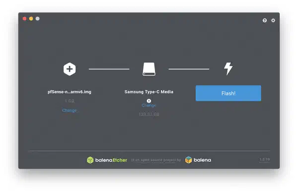 balenaEtcher's interface