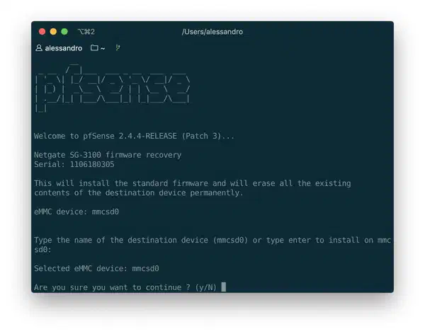 Confirm reinstalling pfSense