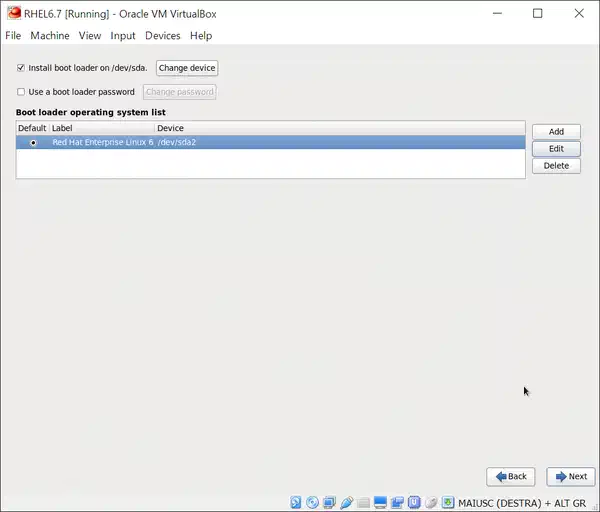 Install RHEL 6.7: bootloader installation