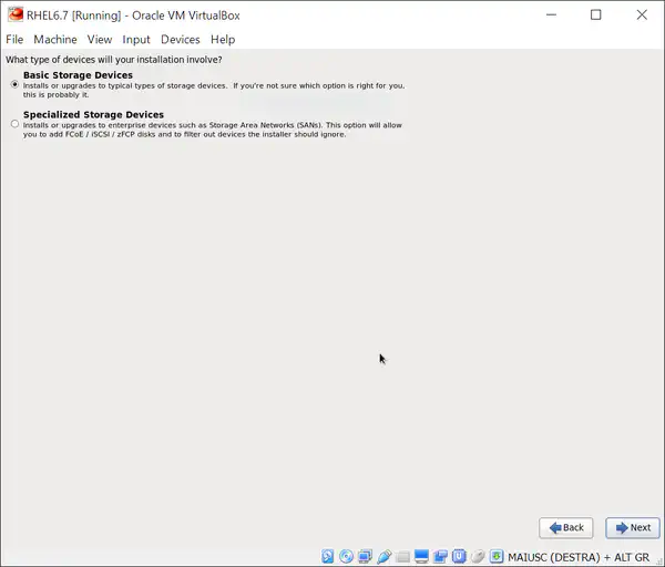 Install RHEL 6.7: choose storage device type