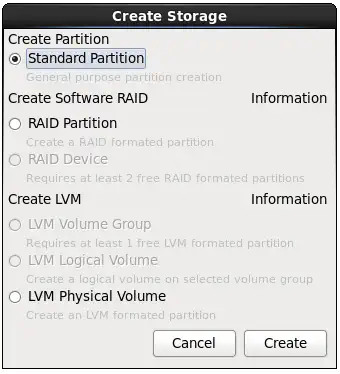 Install RHEL 6.7: create a new standard partition