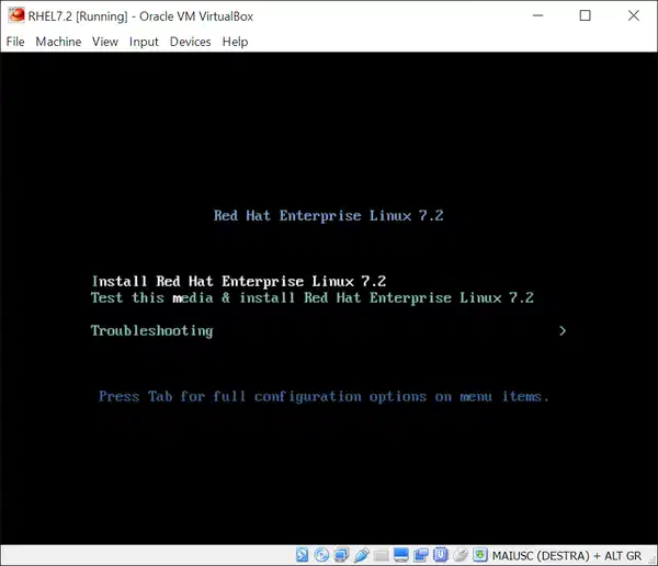 Install RHEL 7.2: start the installer from the bootloader