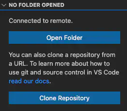Open a folder in the remote host Open a folder in the remote host