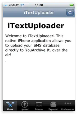 A screenshot of iTextUploader running on a first-generation iPhone